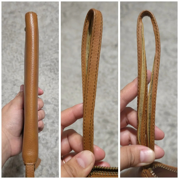 FREE PEOPLE Distressed Vegan Wallet, Brown, Slim Design, Wrist Strap Attached - Picture 9 of 15